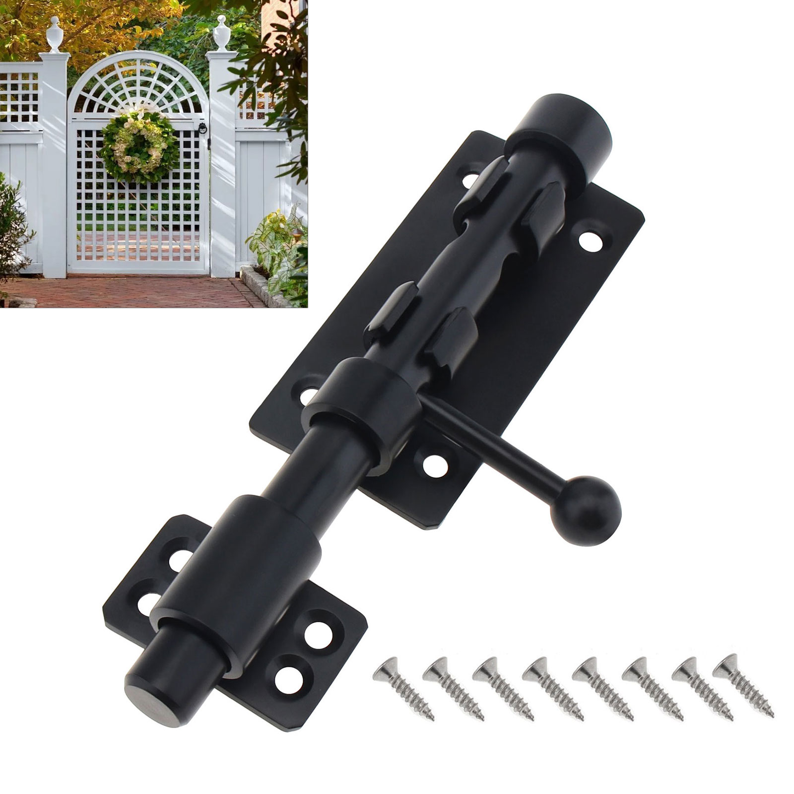 Barrel Bolt Slide - 6 Inch Thickened Stainless Steel Barrel
