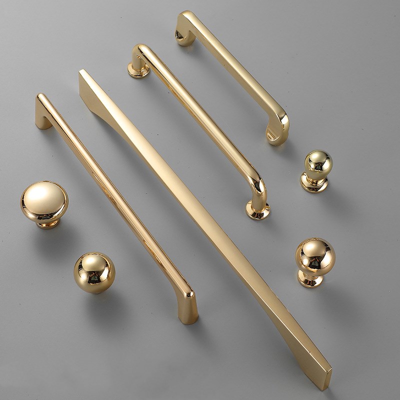 Furniture Hardware Drawer Pulls - Zinc Alloy Bright Gold Kitchen Cabinet