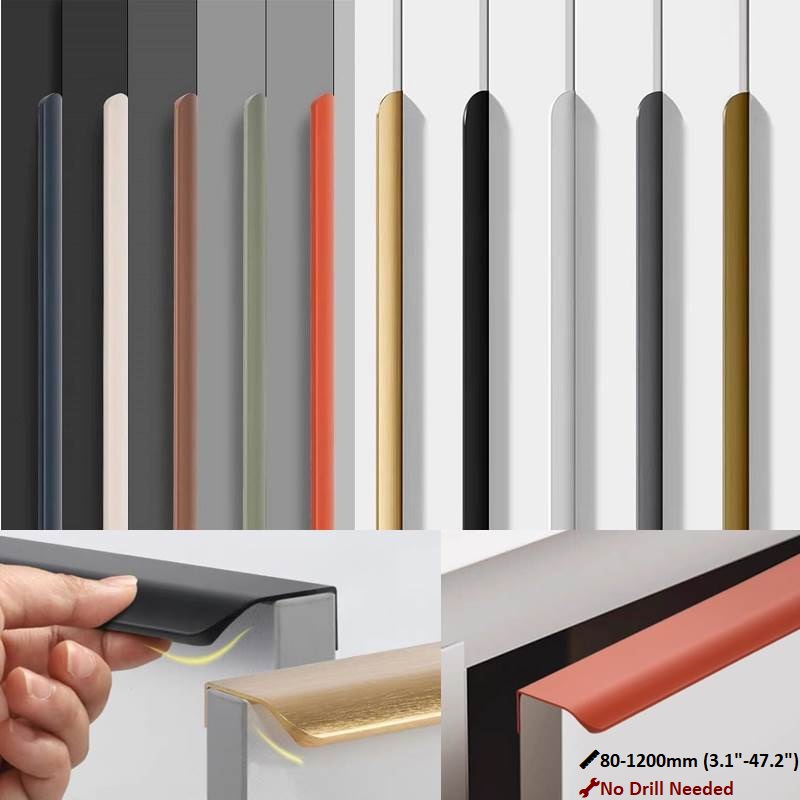 Furniture Hardware Drawer Pulls - 80mm-1200mm Invisible Aluminum Cabinet Handles |