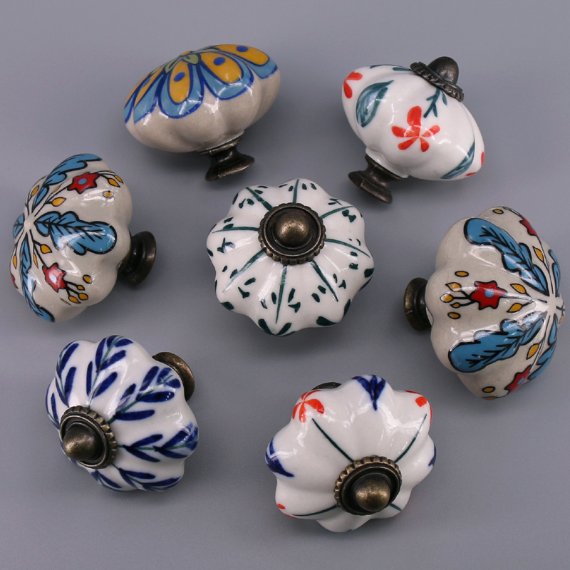1x Flower Leaft Ceramic Retro  - Furniture Hardware Drawer Pulls ulasan dan harga