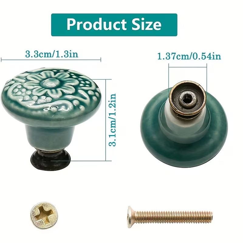 12pcs Ceramic Cabinet Knobs, F - Furniture Joint Hardware ulasan dan harga