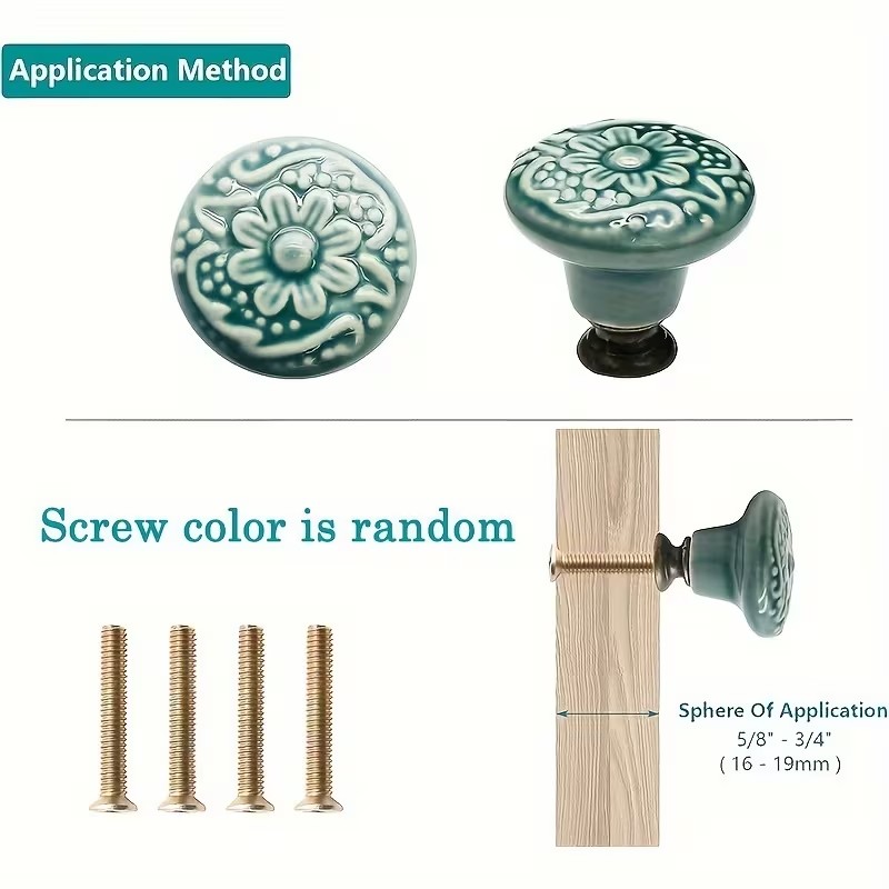 12pcs Ceramic Cabinet Knobs, F - Furniture Joint Hardware ulasan dan harga