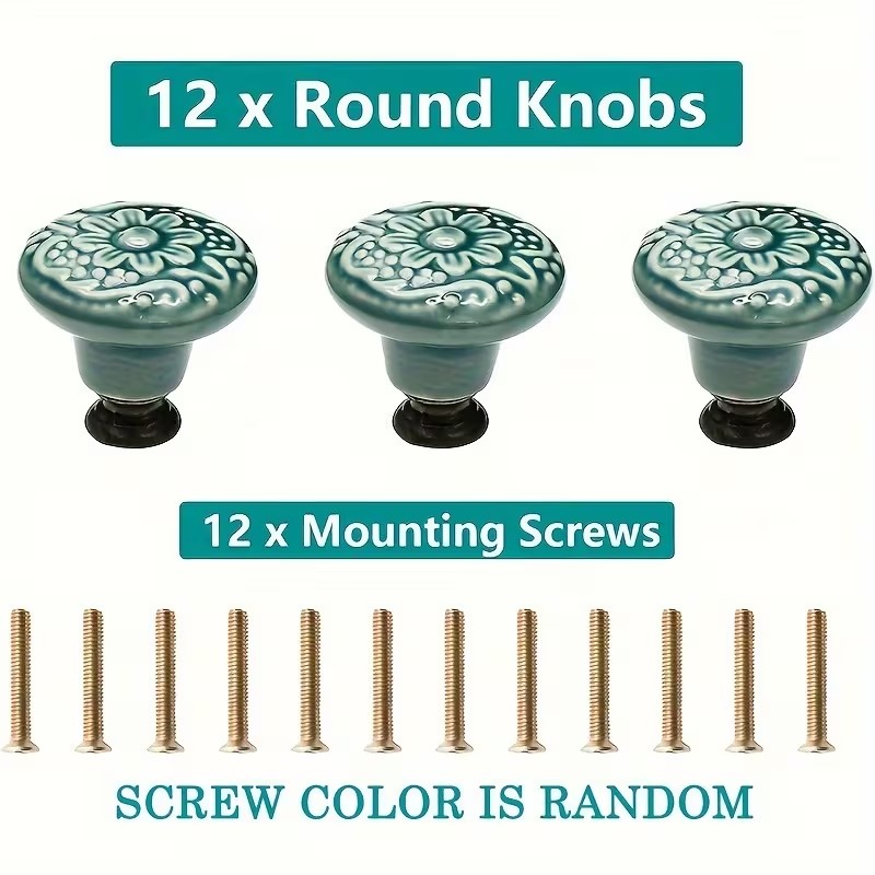 12pcs Ceramic Cabinet Knobs, F - Furniture Joint Hardware ulasan dan harga