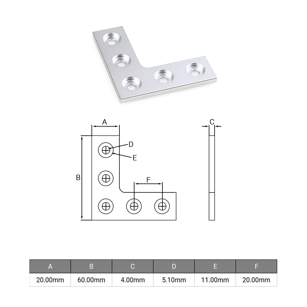 2Pcs/lot L Type 5 Holes 90Degr - Corner Bracket Angle ulasan dan harga