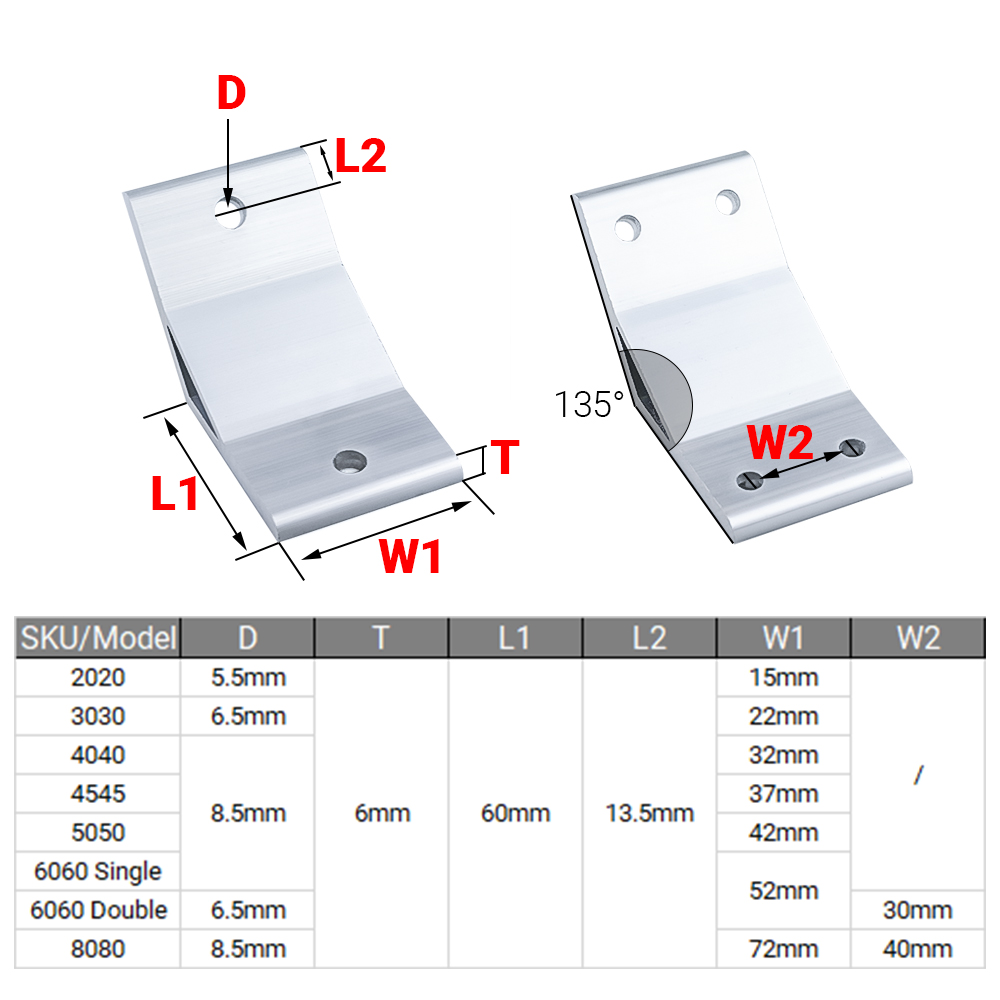 4Pcs/lot 135 Degree 2020 3030  - Corner Bracket Angle ulasan dan harga